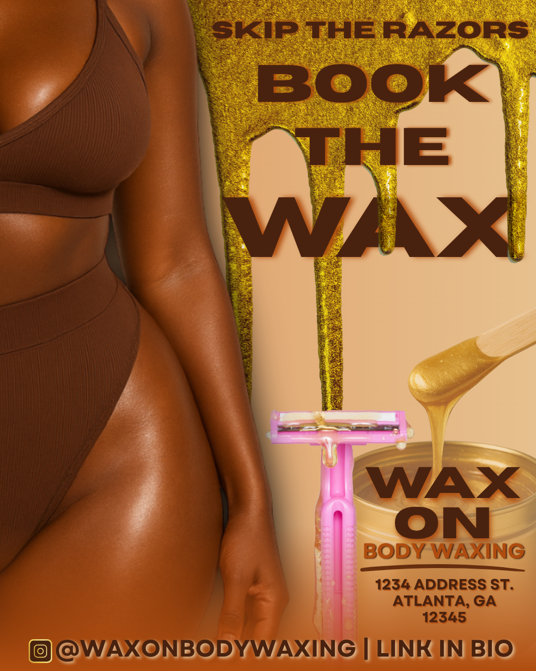 Brown Body Waxing Template