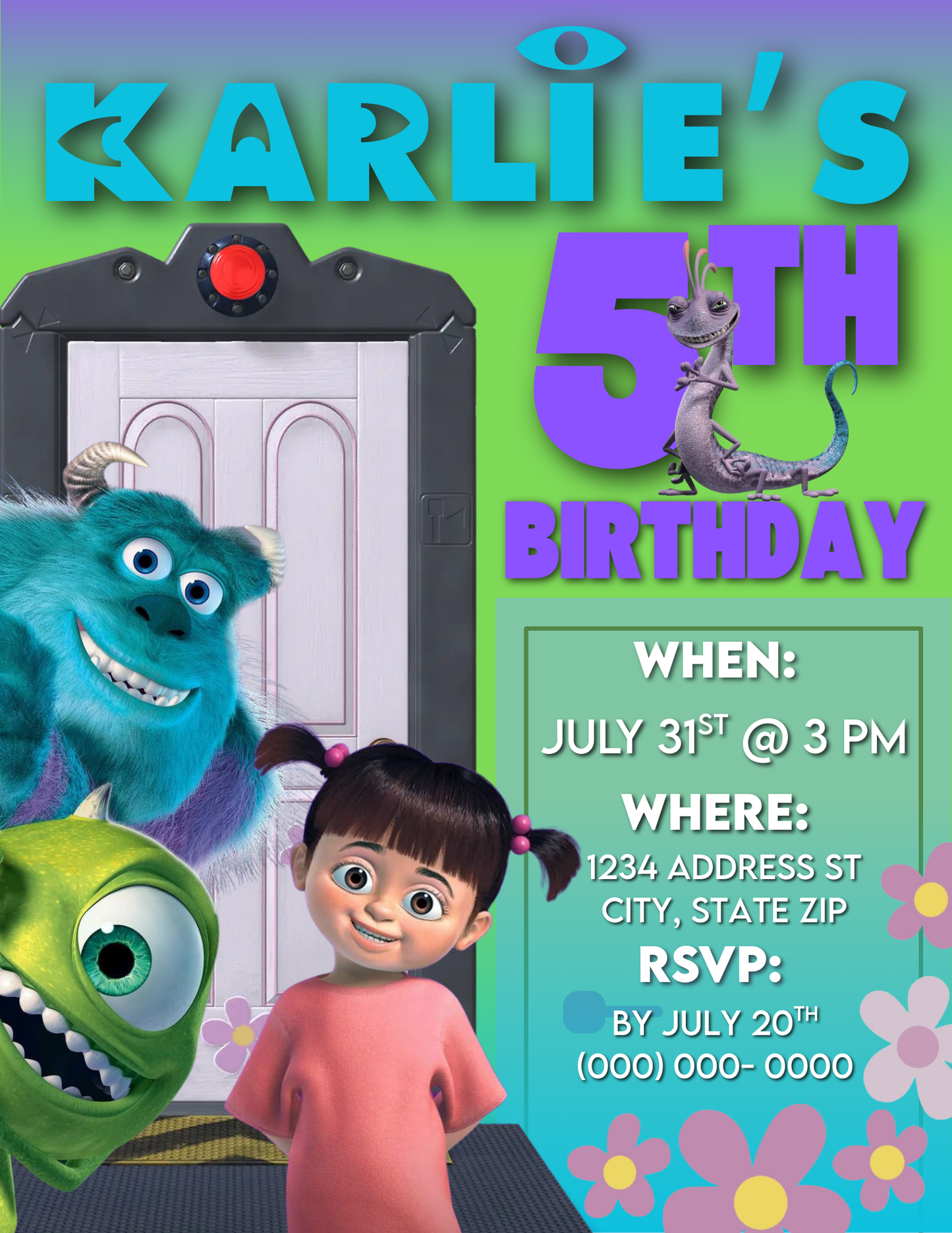 Monsters Inc Birthday Invitation Template